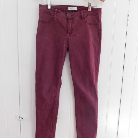 🦌 Abercrombie & Fitch Maroon Skinny Jeans Size 8 W29 - Picture 6 of 12